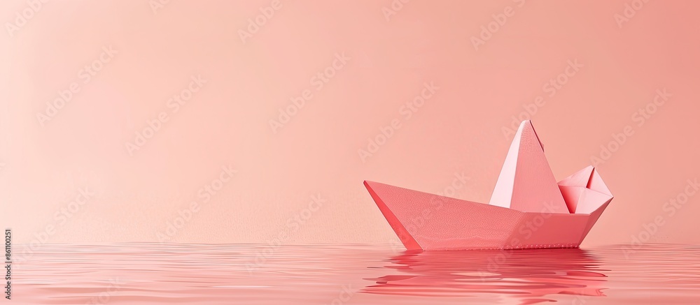 Poster paper boat isolated on pastel background paper isolated. copy space image. place for adding text and
