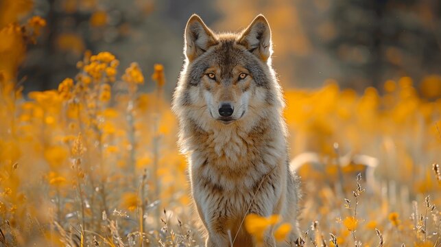 Beautiful photo of a wild wolf out in nature