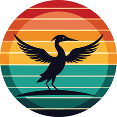 Creative Vector Art Illustration of Island with Bird Scene