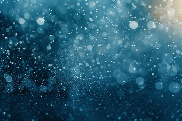 Serene blue bokeh light particles background