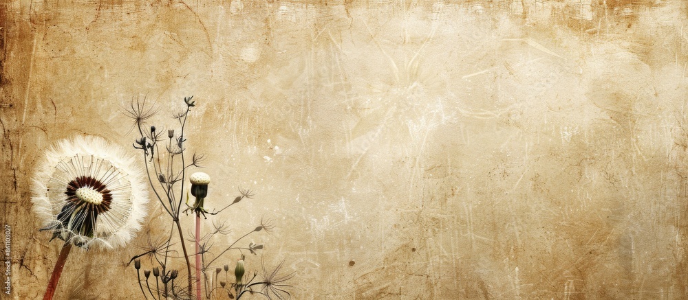 Poster dandelion vintage background. copy space image. place for adding text or design