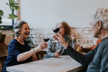 Friends clinking glasses in celebration