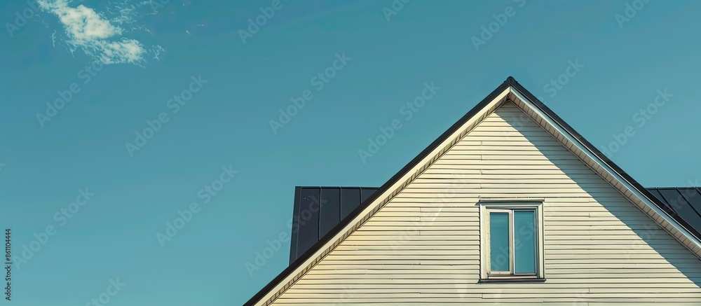 Poster an isolated shot of a home that has finished siding and a black roof. copy space image. place for ad