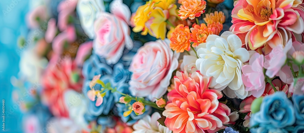 Aufkleber colorful artificial flower decoration. copy space image. place for adding text and design