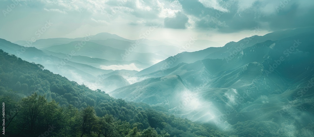 Poster mountain landscape. copy space image. place for adding text or design