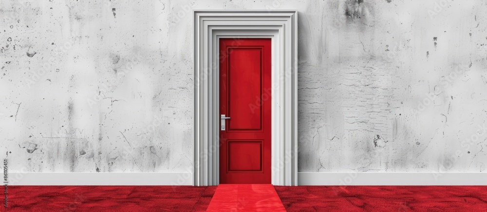 Poster doors with red carpet. copy space image. place for adding text and design