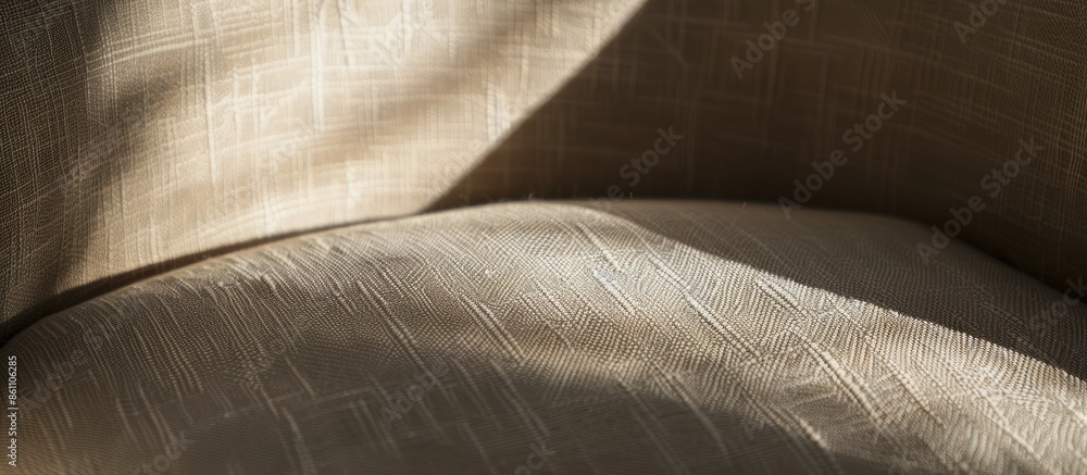 Poster shadowy abstract fabric detail of an armchair. horizontal beige fabric or textile detail as backgrou