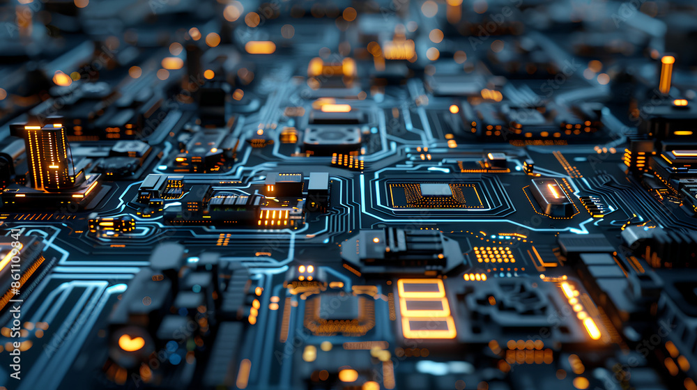 Poster abstract circuit board futuristic technology processing background