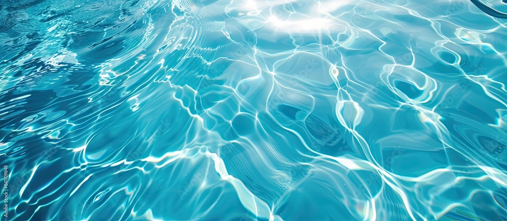 Poster surface of blue swimming pool, water in swimming pool background. copy space image. place for adding