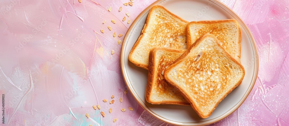 Poster plain toast with isolated on table. pastel background. copy space image. place for adding text and d