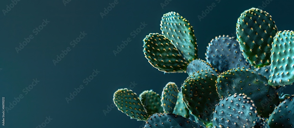 Poster close up of a decorative cactus houseplant. copy space image. place for adding text and design