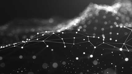 Abstract digital background of points and lines. Glowing grey plexus. Big data. Network or connection. Abstract technology science background