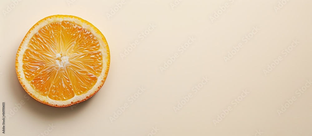 Poster orange slice isolated on pastel background food summer. copy space image. place for adding text and 
