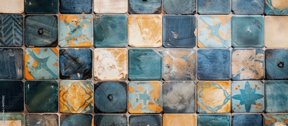 Poster square mosaic wall tile style. copy space image. place for adding text and design
