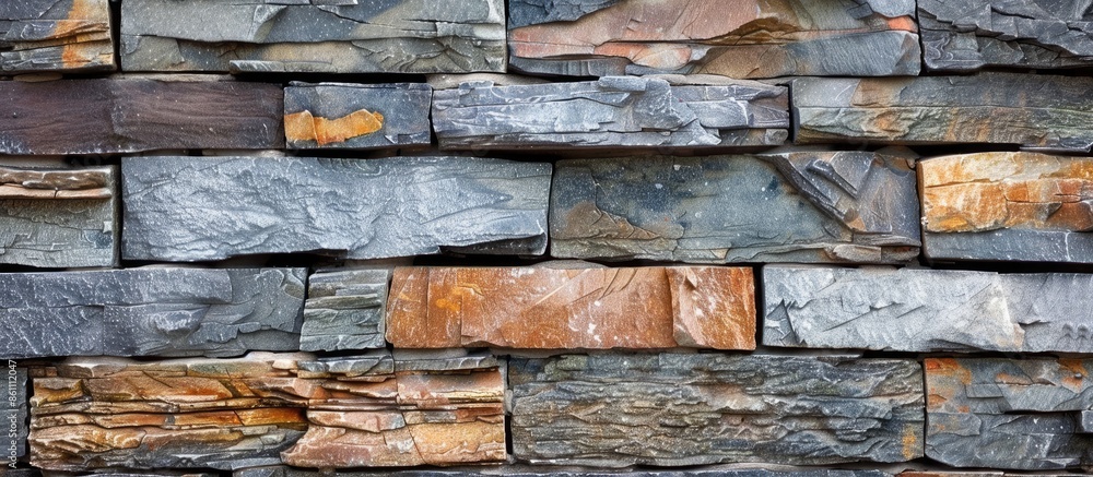 Poster wall from stone bricks as an abstract background. copy space image. place for adding text and design