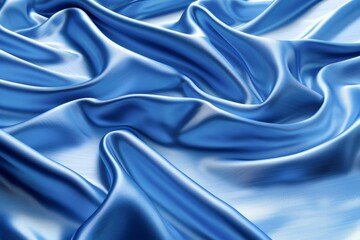 Obraz premium Luxurious blue satin fabric texture with elegant waves