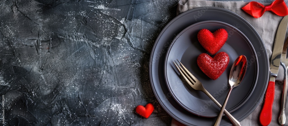 Aufkleber festive place setting for valentine's day. copy space image. place for adding text or design