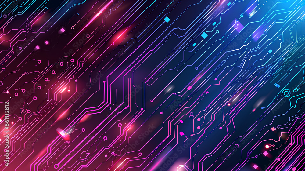 Poster abstract technology concept. circuit board, high computer color background