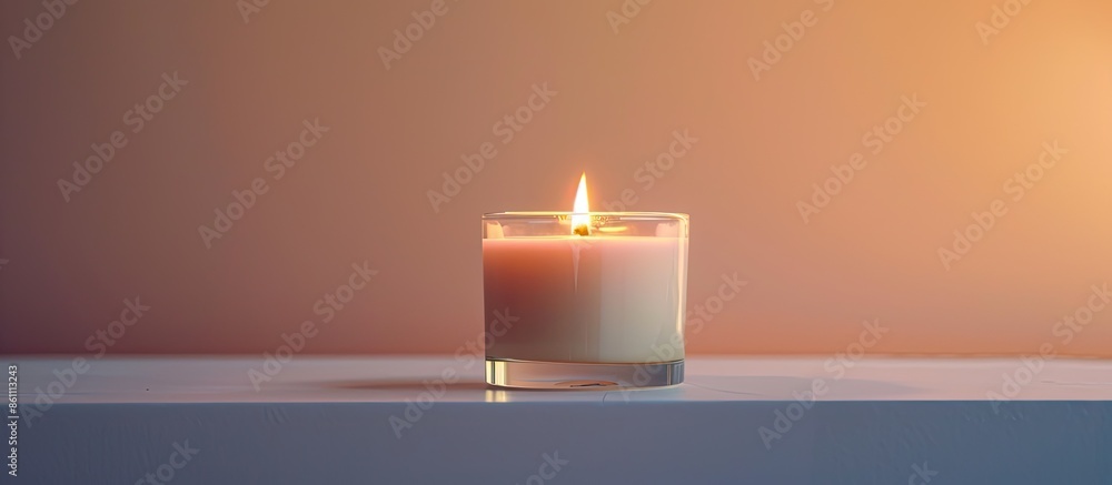 Poster soy wax candle candles glass. copy space image. place for adding text and design