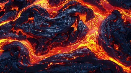 A smooth, reflective texture of molten lava, with swirling patterns of glowing orange and red, capturing the intense heat and fluidity.