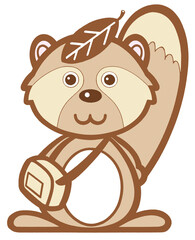 前向きのタヌキのキャラクター