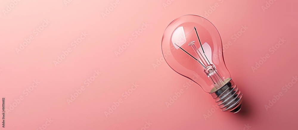 Poster small light bulb closeup or macro on pastel background, isolated. copy space image. place for adding