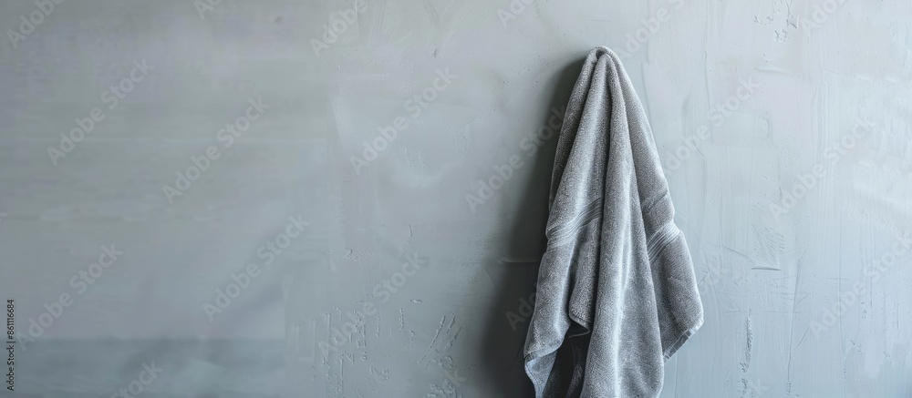 Canvas Prints Towel hangs on the wall in bathroom. Copy space image. Place for adding text and design