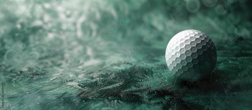 Poster close-up of golf ball on green abstract background. new year card concept. copy space image. place f