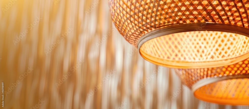 Poster beautiful weave texture lamp asian style background . copy space image. place for adding text and de