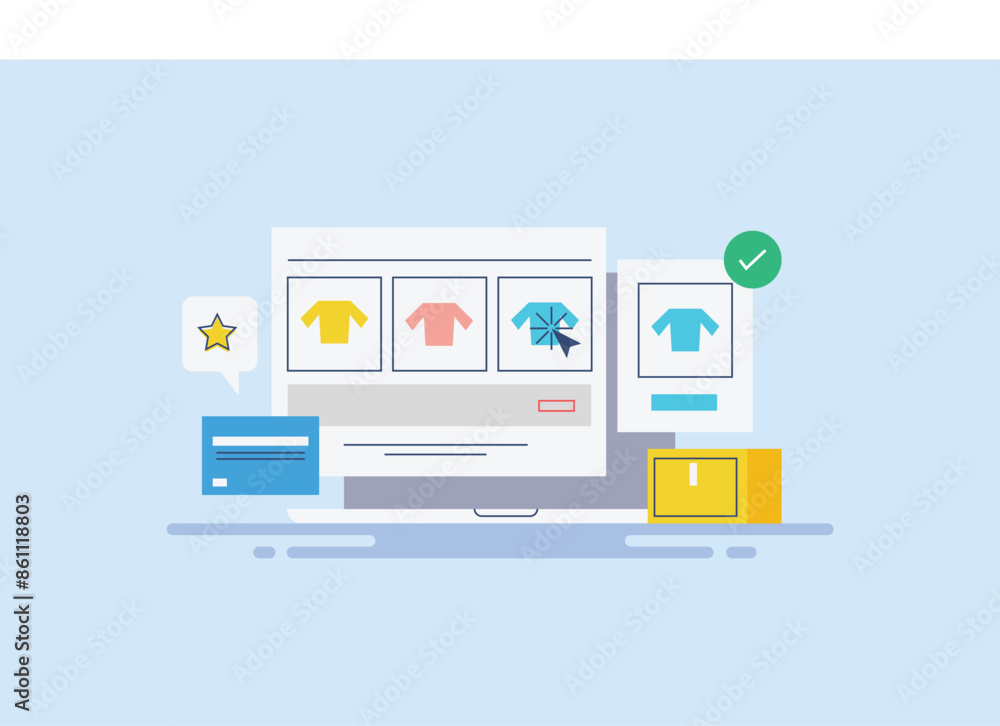 Poster ecommerce checkout process secure online shopping payment transaction on internet vector illustratio