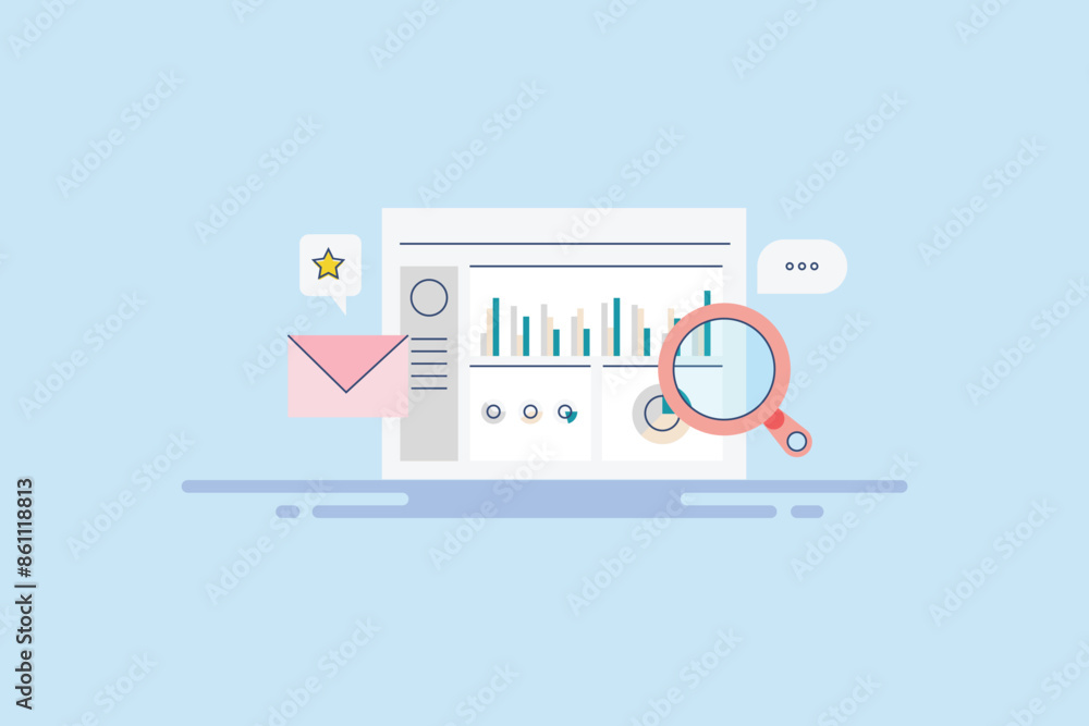 Aufkleber data information graph diagram on ui interface, business report market research and financial insigh