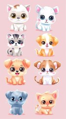 Fototapeta premium Cute Cartoon Animals Collection