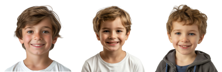 Headshot of young kid smiling isolated on white