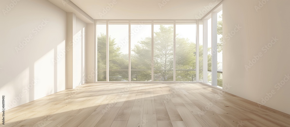 Poster empty and unfurnished brand new apartment. copy space image. place for adding text and design