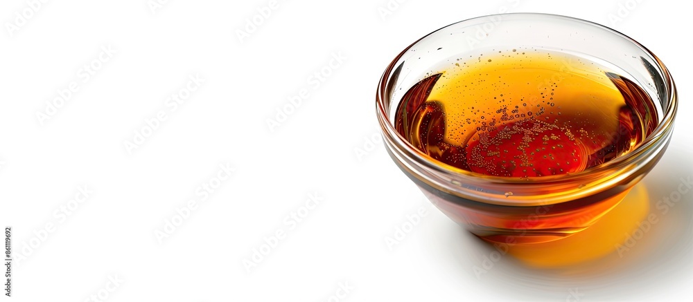 Poster sugar syrup in glass bowl isolated on white background. copy space image. place for adding text or d