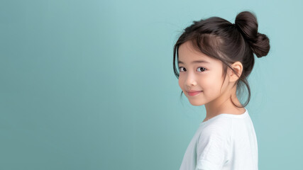 Fototapeta premium Korean girl smile wearing sportswear isolated on pastel background