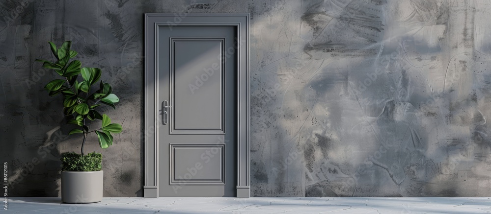 Poster the piece of interior with a gray door . copy space image. place for adding text and design