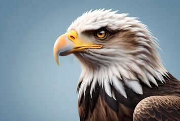 portrait of an eagle, isolated on a blue background