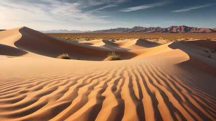 Capture the vast and serene beauty of a desert landscape. 