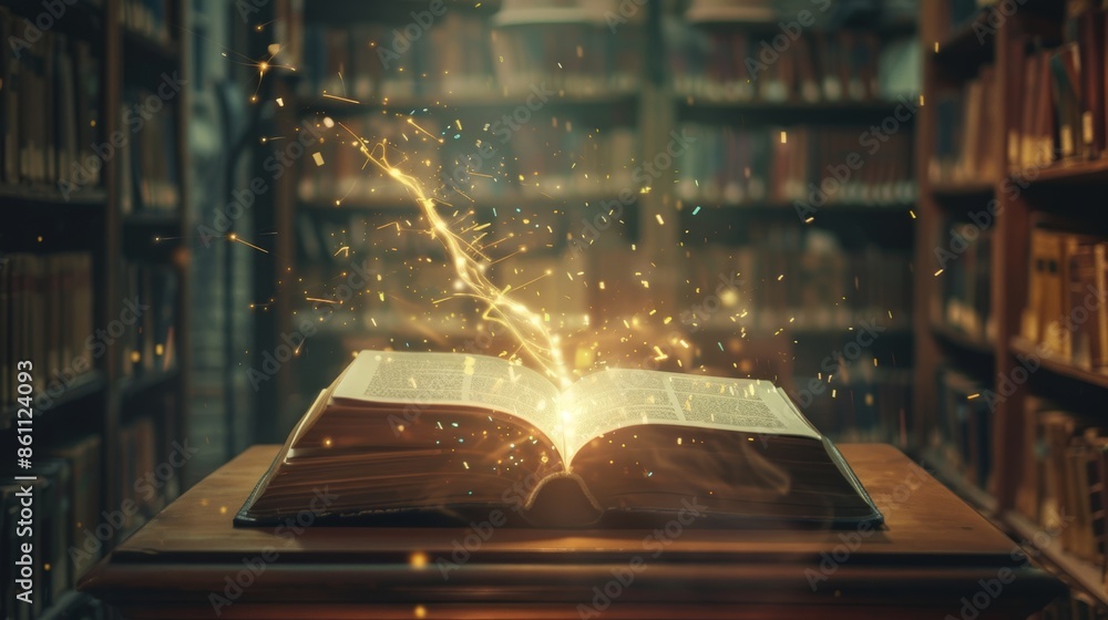 Aufkleber learning moment in a quiet library generative ai