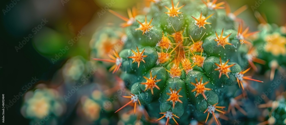 Aufkleber close up of a decorative cactus houseplant. copy space image. place for adding text and design