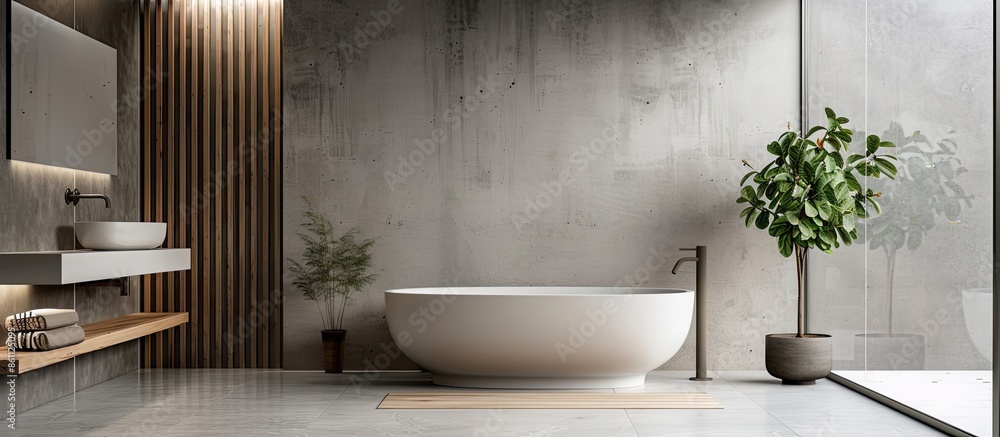 Poster shower area in abstract modern bathroom. collage. copy space image. place for adding text and design