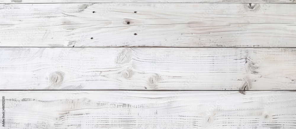 Poster workplace background with blank white screen modern desktop computer white wooden vintage background