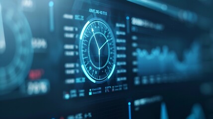 An advanced digital display features a credit report revealing bankruptcy status, set within a high-tech financial assessment environment with interactive charts and metrics. The composition allows