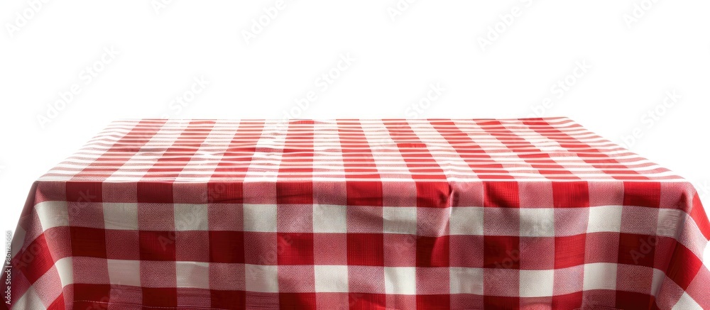 Poster table cloth kitchen red color isolated on white. copy space image. place for adding text and design