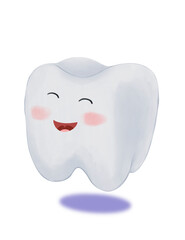 Happy and healthy Tooth in watercolor style.