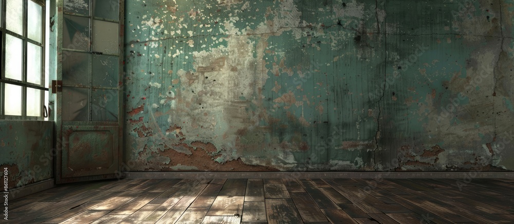 Poster old grunge room, retro background. copy space image. place for adding text and design