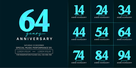 anniversary logotype set vector, blue and white color for special day celebration