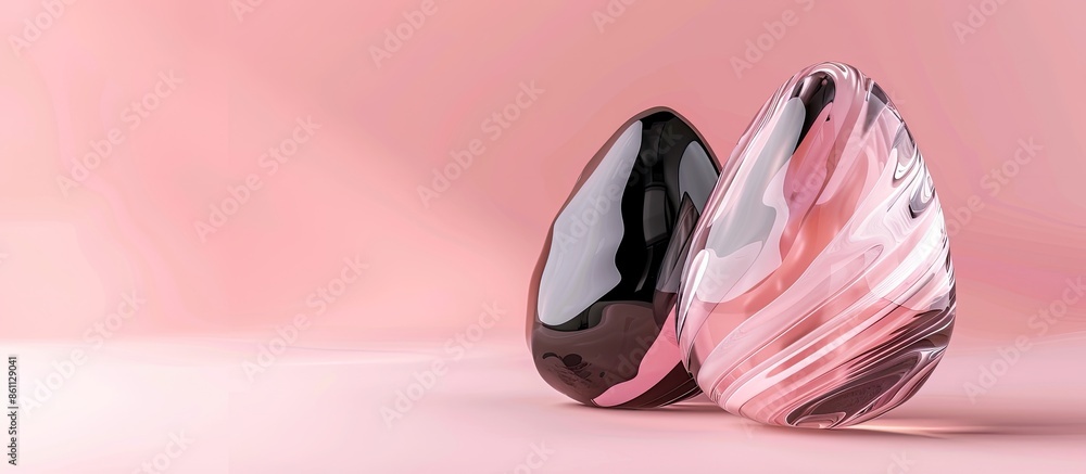 Aufkleber pink & black striped shiny glass set of parentheses in a with glossy highlights and a shining glassy