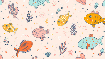 Doodle Fish Sea Ocean - Design Background - Design Packaging 2